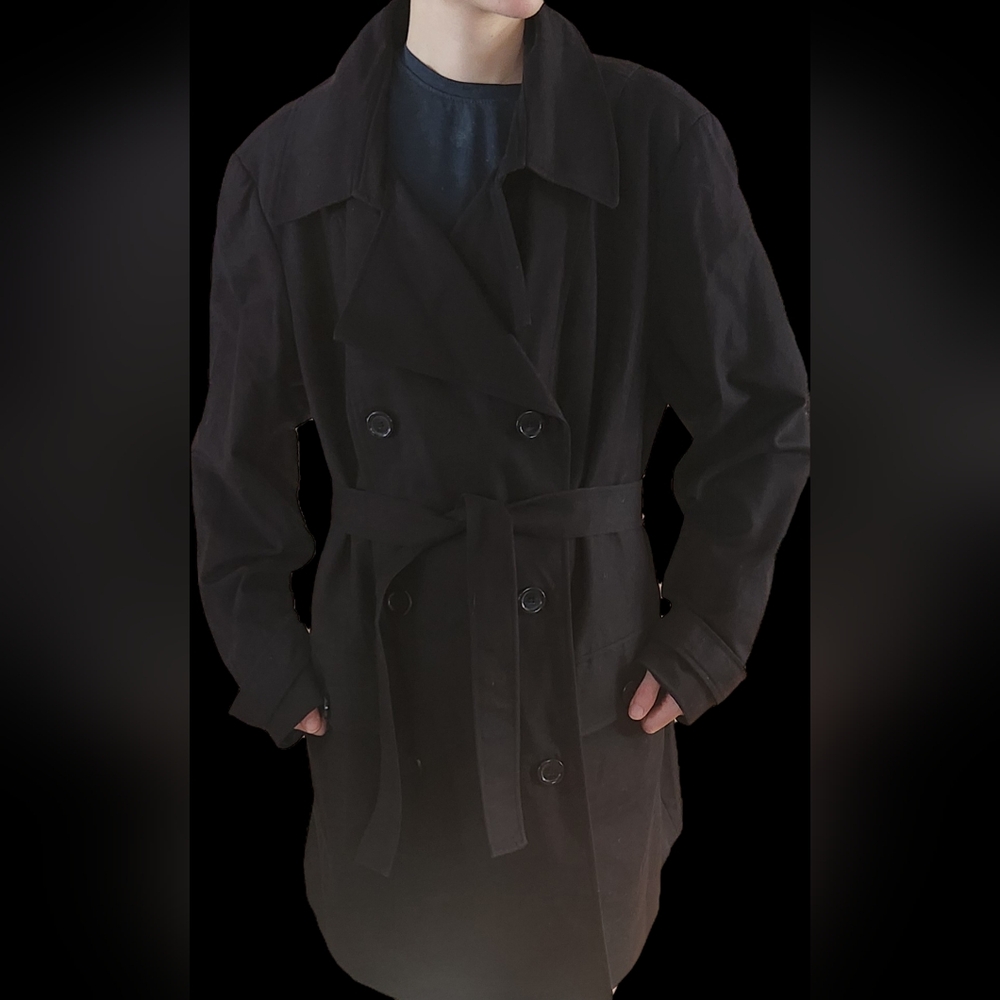 Willi Smith Woman's Black Trench Coat